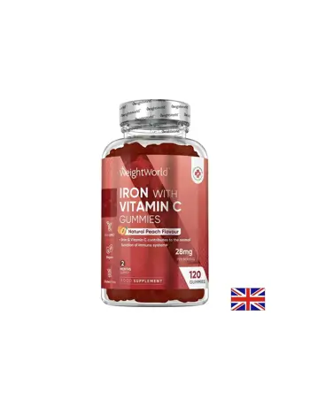 Анемия - Желязо + Витамин С Гъми, 120 желирани таблетки, с вкус на праскова
