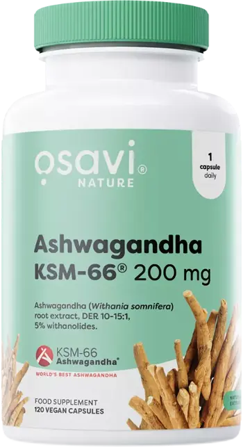 Osavi Ashwagandha KSM-66® 200 mg За намаляване на стреса и подобряване на съня х 120 веган капсули