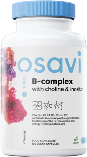 Osavi B-Complex with Choline & Inositol За нервна система и енергия х 120 веган капсули
