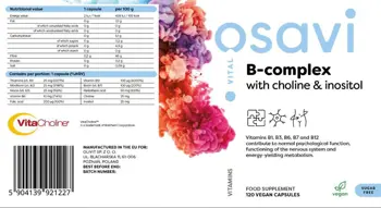 Osavi B-Complex with Choline & Inositol За нервна система и енергия х 120 веган капсули