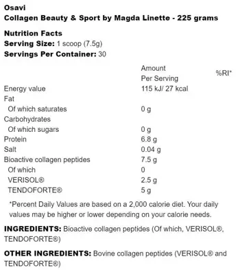 Osavi Advanced Collagen Beauty & Sport by Magda Linette За красота и спортни постижения 225 грама