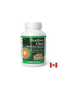 Natural Factors Heartburn Chew / Натурален антиацид с ябълка и джинджифил х 90 дъвчащи таблетки