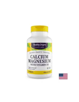 Healthy Origins Калций 200 mg + Магнезий 100 mg + Витамин D3 80 IU Здрави кости х 120 таблетки