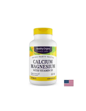 Healthy Origins Калций 200 mg + Магнезий 100 mg + Витамин D3 80 IU Здрави кости х 120 таблетки