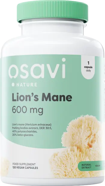 Osavi Lion's Mane 600 mg За подкрепа на мозъчната функция и нервната система х 120 веган капсули