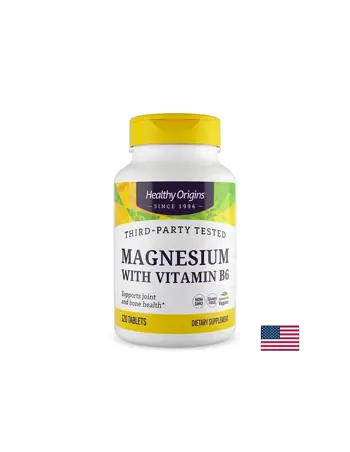Healthy Origins Magnesium with Vitamin B6 При стрес и мускулни крампи 120 таблетки