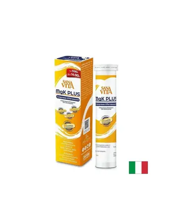 Sanavita MgK PLUS Магнезий 187.5 mg + Калий 300 mg – При мускулни крампи, умора и сърдечно натоварване, 20 ефервесцентни таблетки