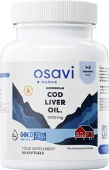 Osavi Norwegian Cod Liver Oil 1000 mg | Lemon Flavored Масло от черен дроб на треска с лимон х 60 гел капсули