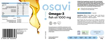 Osavi Omega 3 Fish Oil 1000 mg / Рибено масло с лимонов вкус за сърце, мозък и зрение х 60 капсули