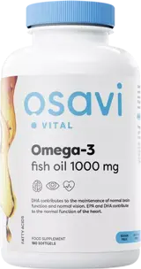 Osavi Omega 3 Fish Oil 1000 mg Molecularly Distilled За сърдечно-съдовата система и мозъчната функция х 180 гел капсули