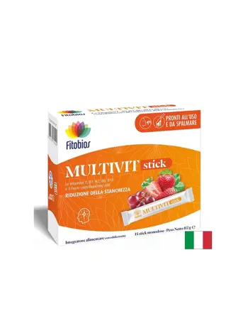 Fitobios Multivit Stick Пълен спектър витамини и минерали – За енергия, имунитет и тонус, 14 течни сашета