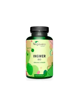 Vegavaro Organic Ingwer Bio (Джинджифил) При стомашен дискомфорт и за имунитет, 120 капсули