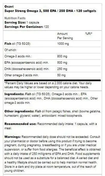 Super Strong Omega 3 | 500 EPA / 250 DHA
