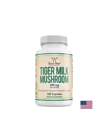 Double Wood Supplements Тигрова млечна гъба – Дихателна система и имунна подкрепа, 500 mg, 120 капсули