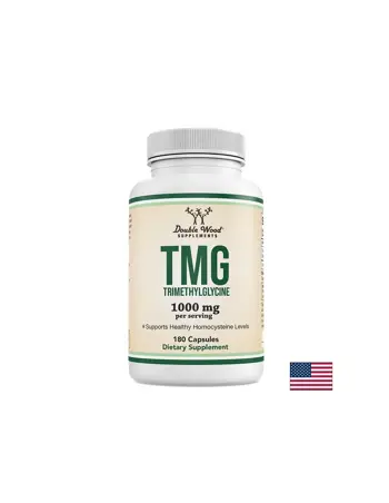 Double Wood Supplements Триметил глицин (TMG) – Сърдечно-съдово здраве и баланс на хомоцистеина, 500 mg, 180 капсули