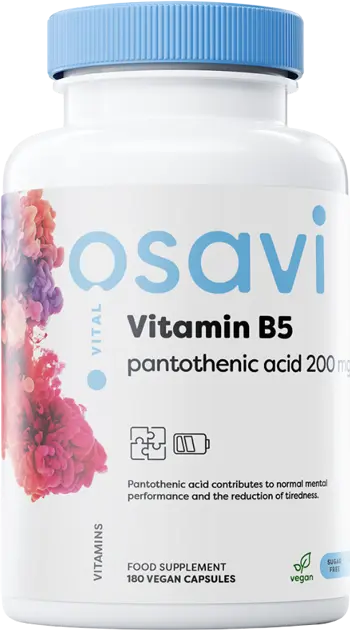 Osavi Vitamin B5 | Pantothenic Acid 200 mg За енергия и умствено представяне х 180 веган капсули