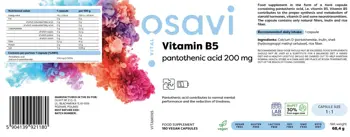 Osavi Vitamin B5 | Pantothenic Acid 200 mg За енергия и умствено представяне х 180 веган капсули