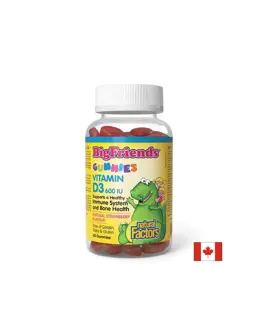 Natural Factors Big Friends Витамин D3 Гъми за Деца 600 IU, 60 желирани таблетки с вкус на ягода