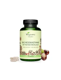Vegavero Bio Rosskastanie mit Rotem Weinlaub За добро кръвообращение и венозна система х 120 капсули